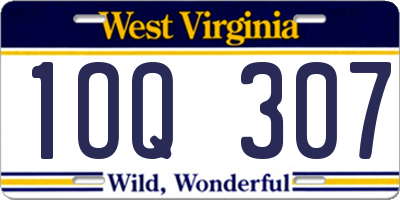 WV license plate 1OQ307