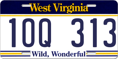 WV license plate 1OQ313