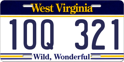 WV license plate 1OQ321