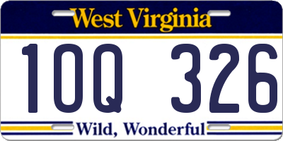 WV license plate 1OQ326