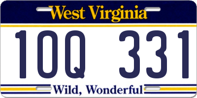 WV license plate 1OQ331