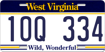 WV license plate 1OQ334