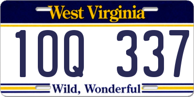 WV license plate 1OQ337