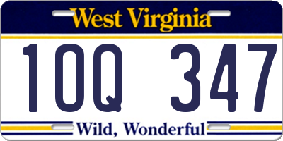WV license plate 1OQ347