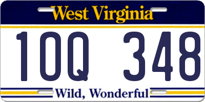 WV license plate 1OQ348