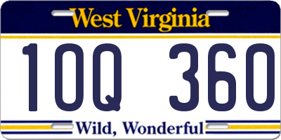 WV license plate 1OQ360