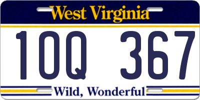 WV license plate 1OQ367