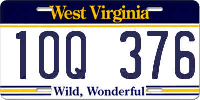 WV license plate 1OQ376