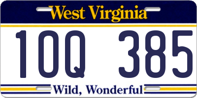 WV license plate 1OQ385
