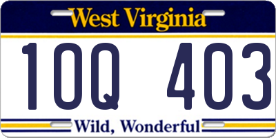 WV license plate 1OQ403