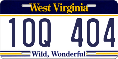 WV license plate 1OQ404