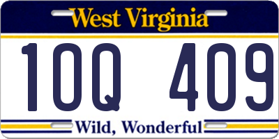 WV license plate 1OQ409
