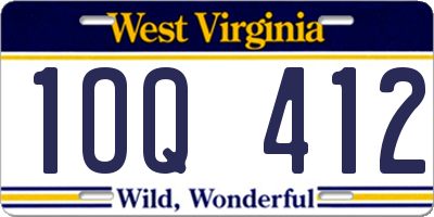 WV license plate 1OQ412