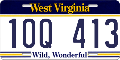 WV license plate 1OQ413