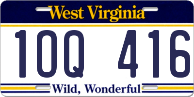 WV license plate 1OQ416