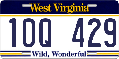 WV license plate 1OQ429