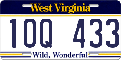 WV license plate 1OQ433