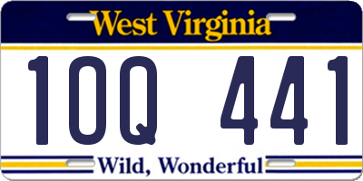 WV license plate 1OQ441