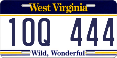 WV license plate 1OQ444