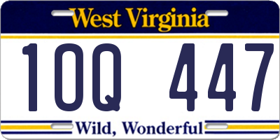 WV license plate 1OQ447