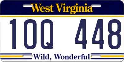 WV license plate 1OQ448