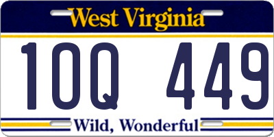 WV license plate 1OQ449