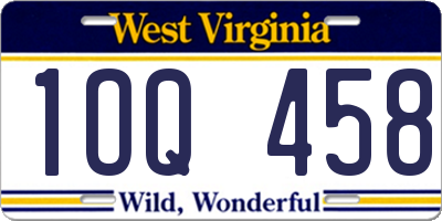 WV license plate 1OQ458