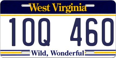 WV license plate 1OQ460