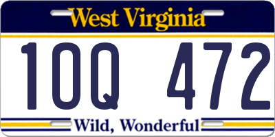 WV license plate 1OQ472