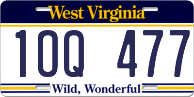 WV license plate 1OQ477