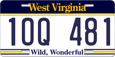 WV license plate 1OQ481