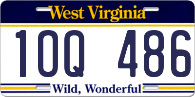 WV license plate 1OQ486
