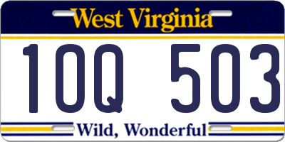 WV license plate 1OQ503
