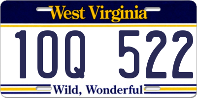 WV license plate 1OQ522