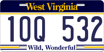 WV license plate 1OQ532