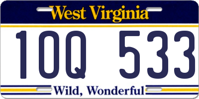 WV license plate 1OQ533