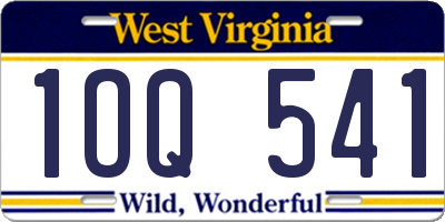 WV license plate 1OQ541