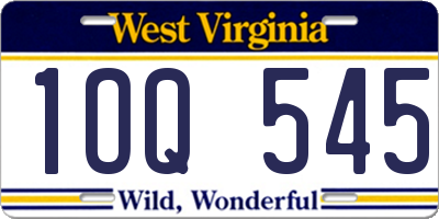 WV license plate 1OQ545