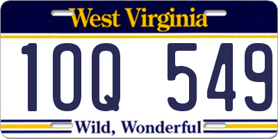WV license plate 1OQ549