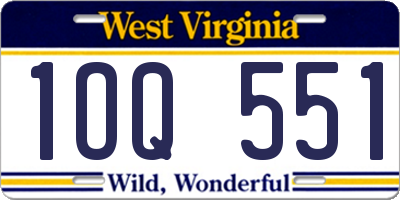 WV license plate 1OQ551
