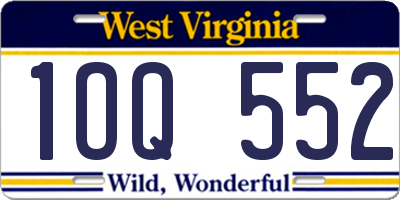 WV license plate 1OQ552