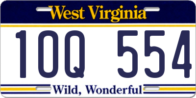 WV license plate 1OQ554