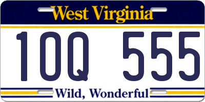 WV license plate 1OQ555