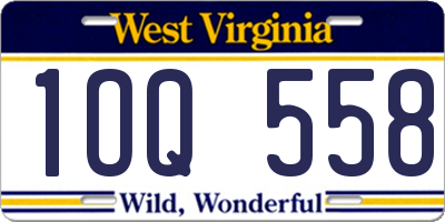 WV license plate 1OQ558
