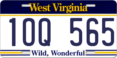 WV license plate 1OQ565