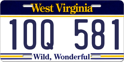 WV license plate 1OQ581