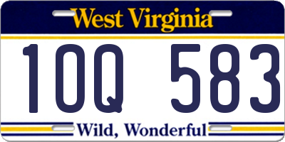 WV license plate 1OQ583