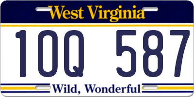 WV license plate 1OQ587