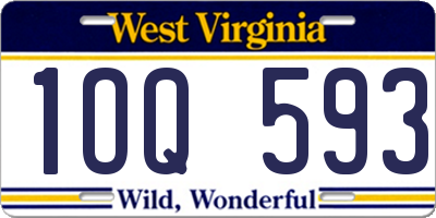 WV license plate 1OQ593
