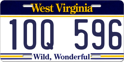 WV license plate 1OQ596